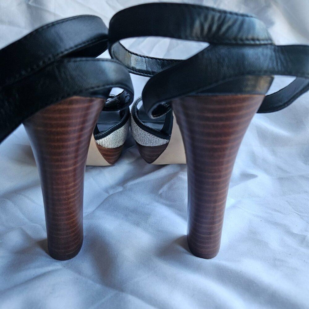 White House Black Market Celina 4.5”Heel Textured Open Toe Platform Sandal 8M - Picture 4 of 11